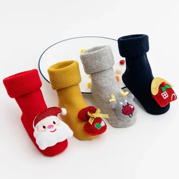 Рождественские носки, детские зимние утолщенные носки для полотенец, Детские Носки, модный тренд, круг для волос, рисунок
