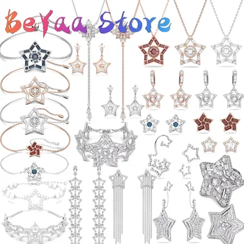 Рождественские подарки Оригинальный Stella Trend Сверкающее ожерелье с треугольными кристаллами, серьги, браслет, набор изысканных ювелирных изделий для женщин