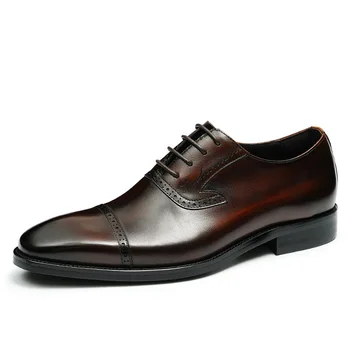 Роскошная мужская официальная обувь в британском стиле, натуральная кожа, винтаж ручной работы, качественные модные свадебные туфли-оксфорды для мужчин