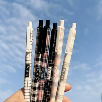 Ручки Kawaii, красивые японские канцелярские принадлежности в черно-белую клетку, 