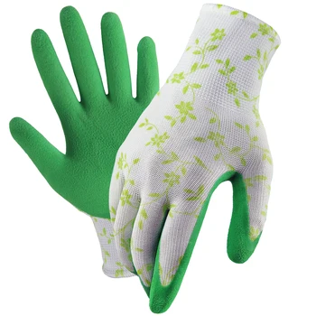Садовые Перчатки Одного размера для Женщин, Рабочие Перчатки из Дышащего Вспененного Латекса, для Садоводства, ландшафта, Сделай сам, 100% Чистая Резина