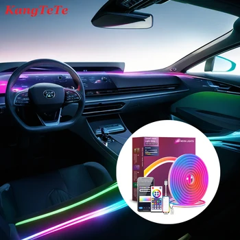 Светодиодная подсветка салона автомобиля для TUYA DIY Neon USB Smart Strip Водонепроницаемая Гибкая Музыкальная подсветка для изменения цвета по Bluetooth