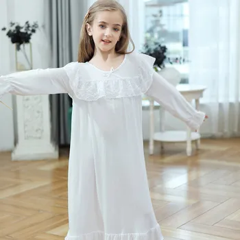 Свободные платья для девочек, одежда для сна с длинными рукавами и оборками, весна-осень, для маленьких девочек