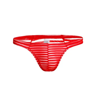 Сексуальные мужские Прозрачные полосатые трусы Sexy Man Breathable Lingerie G String Sheer Gayman Thing Underwear