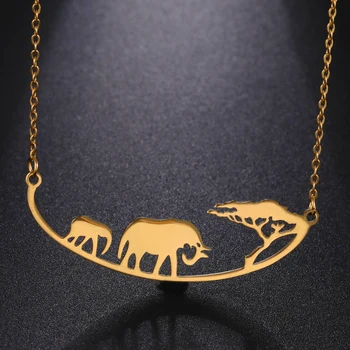 Семейное ожерелье в виде слона для мамы и малыша, женское ожерелье из нержавеющей стали золотого цвета, ювелирная подвеска в виде животного, подарки для мамы на годовщину свадьбы