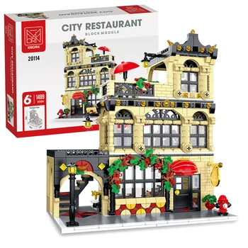 Серия Street View City Western Restaurant Строительные блоки Creative Expert Lounge Bar, модель кирпичей, игрушки для подарка ребенку на День рождения