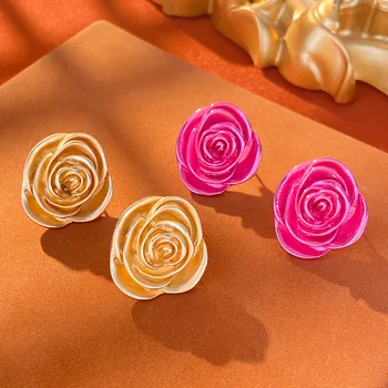 Серьги с золотыми розами для женщин Французский роскошный Тренд ювелирных изделий в стиле ретро с цветами