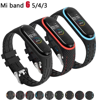 Силиконовый ремешок для Xiaomi Mi band 7 6 5 4 Браслет Спортивный ремень Смарт-часы ремешок для часов сменный браслет для mi band 4 5 6 ремешок
