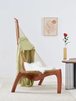 Скандинавское парусное кресло из массива дерева, дизайнерское художественное творческое семейное кресло для вина, кресло для отдыха во дворе виллы