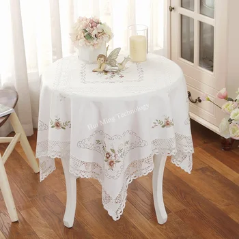 Скатерть из белой хлопчатобумажной пряжи с европейской вышивкой, Обеденный стол Juppe, Цветочное кружево, Пасторальный Кофейный столик, полотенце, чехол