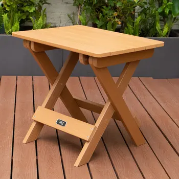Складной боковой столик Квадратный, всепогодный и устойчивый к выцветанию Пластиковый стол из дерева Идеально подходит для сада, пляжа, кемпинга, пикников