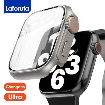 Смените чехол Ultra для Apple Watch Series 9 8 7 SE 6 5 из закаленного стекла + Защитная крышка для экрана iWatch 44 мм 45 мм 41 мм 40 мм
