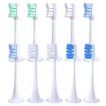 Сменные насадки-щетки для XIAOMI MIJIA T300/500 Sonic Electric Toothbrush Cleaner с мягкими вакуумными насадками из щетины DuPont 10ШТ