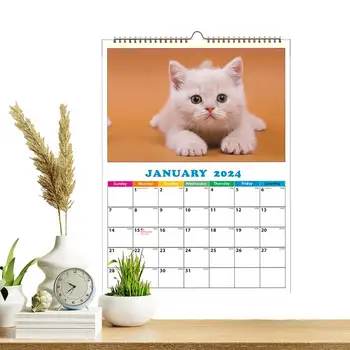 Собачий Календарь на 2024 год Забавный Ежедневный Кошачий Календарь Собачий Календарь Настенный календарь для квартиры, классной комнаты в общежитии
