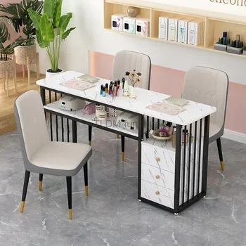 Современные железные Маникюрные столы и стулья, Креативные столики для макияжа в спальне, простой салон красоты, Профессиональный маникюрный стол для ногтей