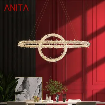 Современный подвесной светильник ANITA Креативная Хрустальная Золотая Роскошная Люстра Светодиодные светильники для столовой спальни