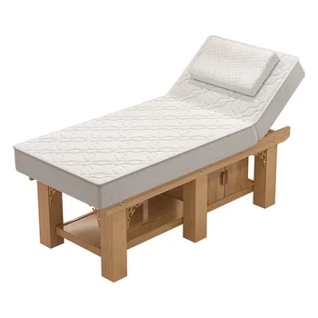 Специальная массажная кровать из массива дерева для салона красоты, тату-кровать, массажная кровать для физиотерапии, складная тату-кровать