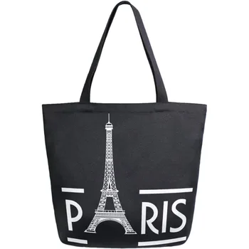 Стильная сумка с рисунком Эйфелевой башни в Париже, очень большая холщовая сумка через плечо с верхней ручкой для хранения, для тренажерного зала, пляжных поездок на выходные.