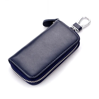 Сумка для ключей, мужская поясная сумка из спилка, многофункциональная автомобильная бытовая однотонная сумка для ключей оптом
