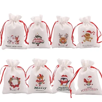 Сумка для рождественских подарков, сумка для хранения конфет, изысканное мультяшное украшение для рождественской елки, маленькая тканевая сумка