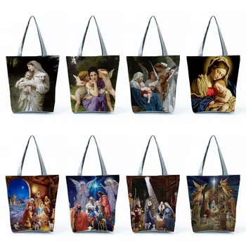 Сумки С принтом Sacred Saintess Для женщин, настраиваемая сумка для покупок на плечо для мамы и ребенка, Многоразовая складная сумка для эко-путешествий, повседневная одежда
