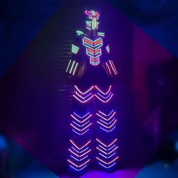 сценические ходули, одежда, светодиодный костюм робота с 7 цветовыми изменениями, костюм Барта, вечеринка, ночной клуб, сценическое шоу, ди-джей, светящаяся броня