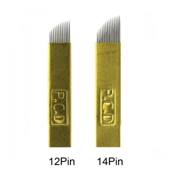 Твердое лезвие для микроблейдинга бровей с 12/14 контактами для перманентного макияжа, ручная ручка для 3D-вышивки бровей