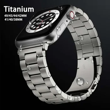 Титановый Ремешок для Apple Watch Ultra 49 мм 45 мм 44 мм 42 мм 41 мм 40 мм 38 мм Ремешок для часов Iwatch серии 7 8 4 6 5 SE 3 Браслет