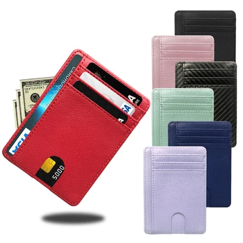 Тонкий кожаный кошелек, держатель для кредитной ID-карты, кошелек, чехол для денег, мужские и женские портативные однотонные простые модные сумки