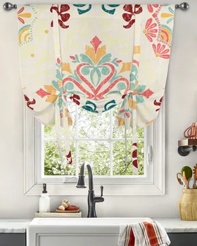 Турецкий узор, персидская винтажная геометрия, галстук-бабочка, шторы для гостиной, спальни, занавески на окно, Кухня, Короткие шторы