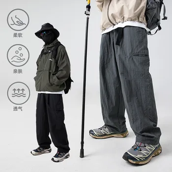 Уличные повседневные брюки-карго для мужчин, весна и осень, новая уличная одежда в японском стиле, тренд дизайна боковых карманов, Мешковатые брюки, мужская одежда