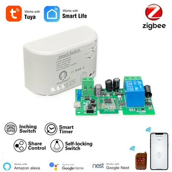 Умный модуль Переключения каналов Zigbee 1 85-250 В с Дистанционным управлением RF433, приложение Tuya Smart Life, Работа с Alexa Google Home