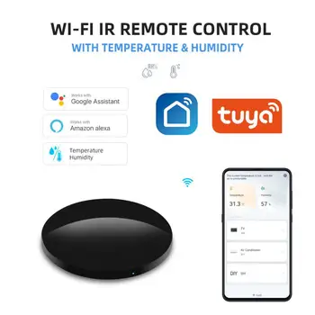 Универсальный пульт дистанционного управления Tuya WiFi Smart IR с термогигрометром DVD Кондиционер Работает с Alexa Google Home Яндекс Алиса