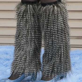 Утеплитель для ног из искусственного меха, зимние теплые удобные пушистые манжеты для ботинок, короткая эластичная застежка, аксессуар для костюма 37JB
