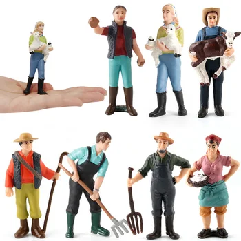 Фигурки фермера в масштабе 1: 25, миниатюры работника фермы, модель людей из ПВХ, фигурка кукольного домика, украшение микро-ландшафта