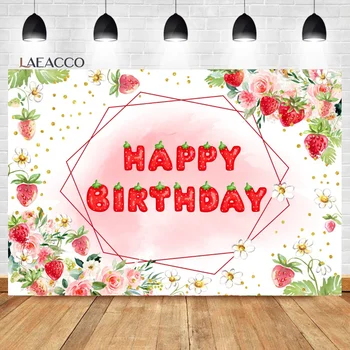 Фон для дня рождения Laeacco с клубникой, Летние Фрукты, Сладкие ягоды, Портрет цветочницы в душе ребенка, Индивидуальный фон для фотосъемки