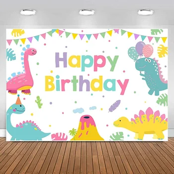 Фон для фотосъемки с мультяшным динозавром для девочек и мальчиков Baby Shower С Днем Рождения, украшение вечеринки, милый фон для детей, баннер