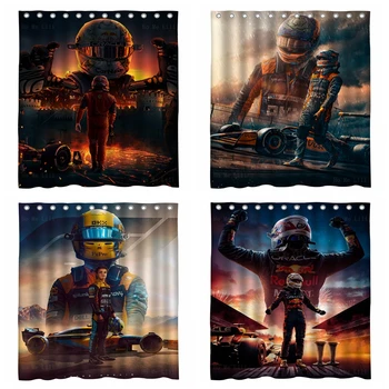 Фото пилотов гоночных автомобилей Формулы-1, плакат пилотов Автоспорта, Эстетичный Декор ванной Комнаты, Занавеска для душа