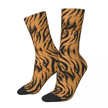 Футбольные носки в стиле хип-хоп с тигровой полосой и животной тематикой из полиэстера с леопардовым принтом для унисекс, впитывающие пот
