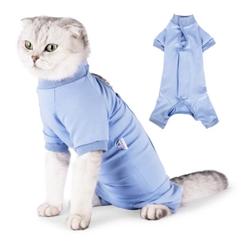 Хлопковая одежда для реабилитации домашних животных Послеоперационная Одежда для кошек Защитный костюм для восстановления кошек Жилет для котенка Аксессуары для кошек