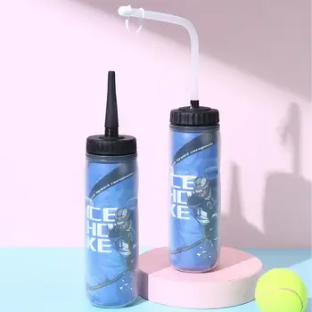 Хоккейная бутылка для воды 600 мл, Спортивные емкости для воды для хоккеистов с соломинками, Портативные дорожные бутылочки для воды для работы