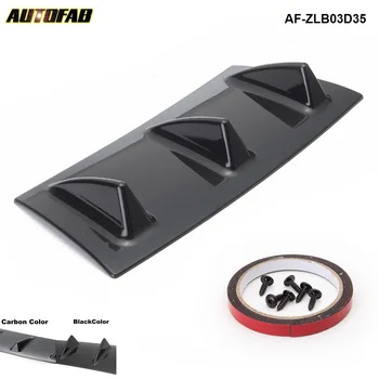 Черный/Карбоновый Задний Бампер Шасси Shark Fin 3 Крыла Для Губ Диффузор ABS Универсальный AF-ZLB03D35