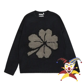 Четырехлистный Травяной вязаный свитер Мужчины Женщины 2023fw Толстовки Жаккардовые свитера