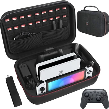 Чехол для переноски, совместимый с моделью Nintendo Switch и OLED, чехол Switch с 18 игровыми картриджами, защитная дорожная сумка