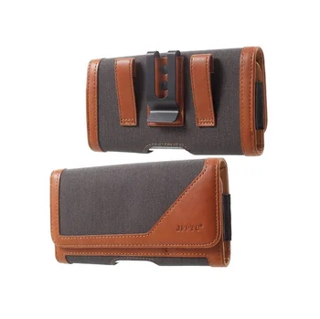 Чехол для ремня Leagoo Z7 с текстильным металлическим зажимом-Кожаный горизонтальный-коричневый