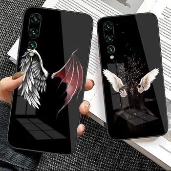 Чехол для телефона Lucifer Angel Wings для Huawei P50 P40 P30 P20 Pro Mate 40 30 20 Pro Nova 9 8 7, стеклянная крышка для телефона из ПК