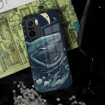 Чехол для телефона Whale Ocean Moon из закаленного стекла для Xiaomi Redmi Чехол Note 13 10 11 9 8 11S T Poco M4 F3 X3 Pro