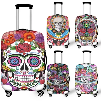 Чехол для чемодана с цветочным принтом Сахарного Черепа, Дорожные Аксессуары, Разноцветный Каркас, женская тележка для отдыха, чехол для багажа, Растягивающийся