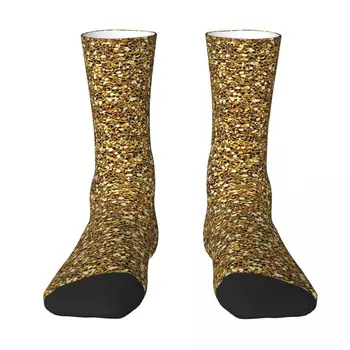 Чулки All Seasons Crew, Носки Golden Sparkle, Забавные длинные носки в стиле харадзюку в стиле хип-хоп, Аксессуары для мужчин и женщин, Рождественские подарки