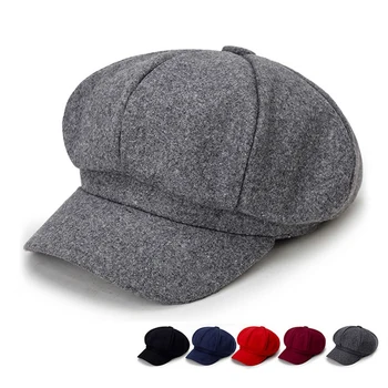 Шерстяной однотонный берет, модная уличная хлопчатобумажная шапка, осенне-зимние ветрозащитные шапки, мужские и женские универсальные кепки